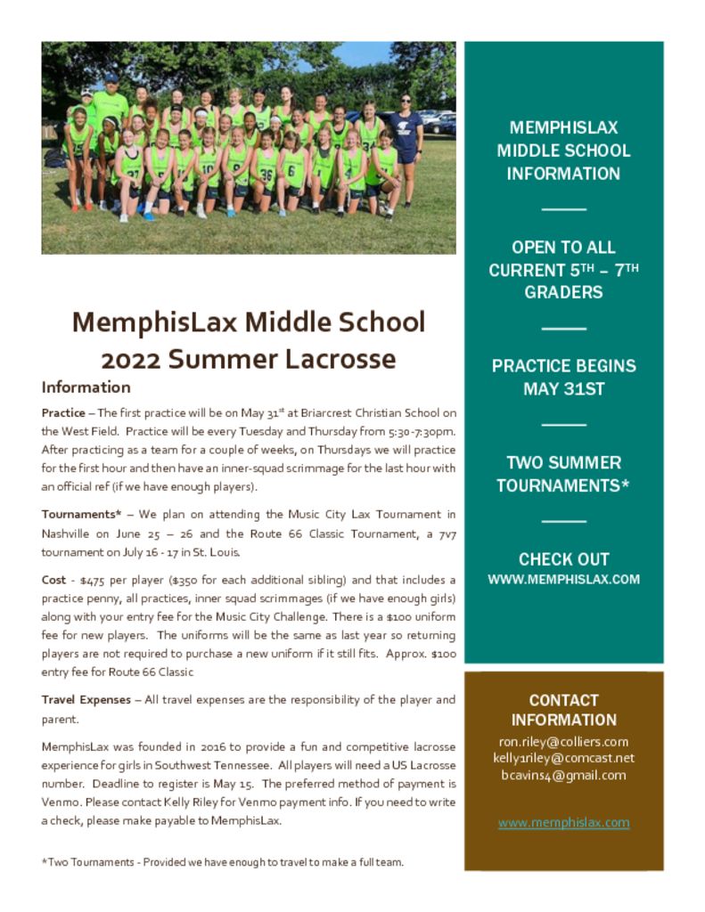 thumbnail of MemphisLax Middle School 2022 Flier